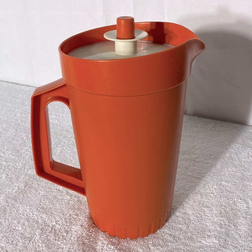 Vintage Tupperware Orange Go Between Pitcher with Lid Cottagecore Grannycore MCM